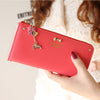 PU Leather Women Wallet with Bowknot Pendant